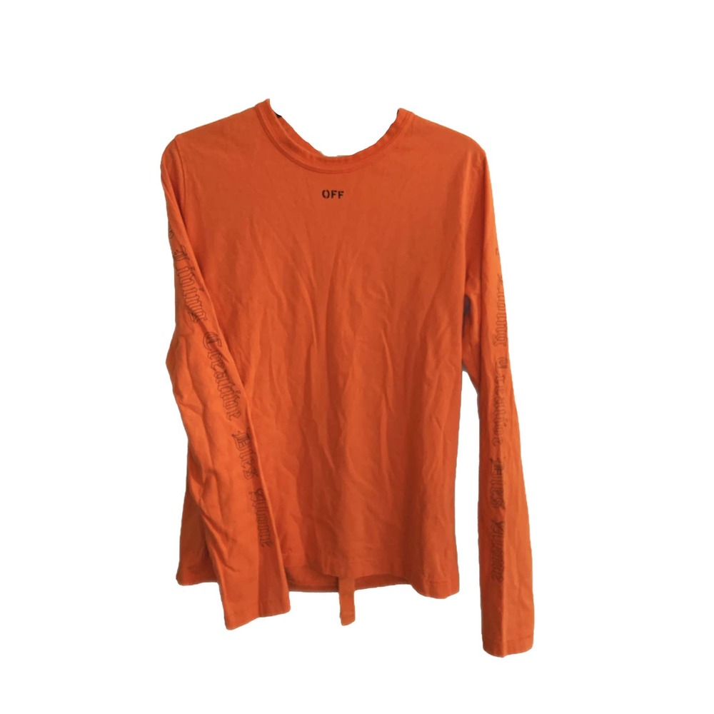 Off White Brand Orange Long Sleeve T-Shirt Tee Jersey S